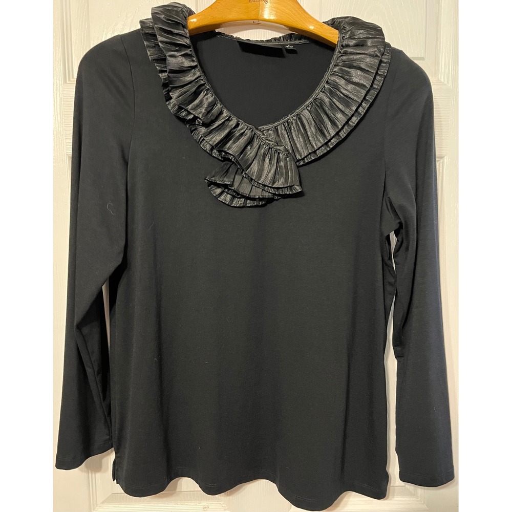 Dennis by Dennis Basso Black Ruffle Collar Long Sleeve Top Blouse
L Coquette